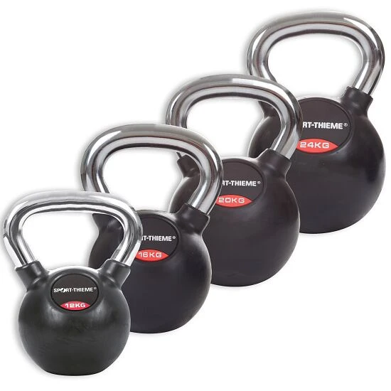 Sport-Thieme Kettlebell-Set "Gummiert Mit Glattem Chrom-Griff" 4 Sport-Thieme Kettlebell-Set "Gummiert Mit Glattem Chrom-Griff" – Bild 2